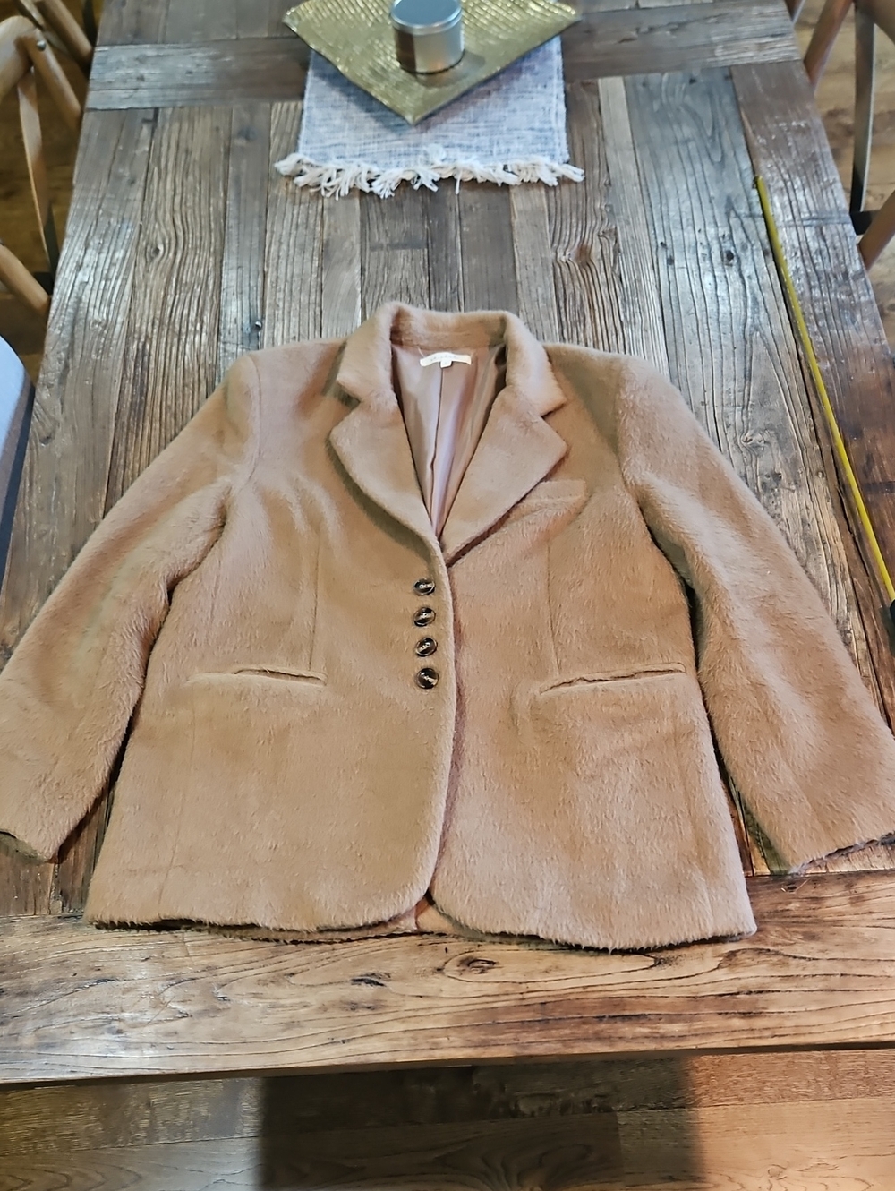 Et Clet Women’s Camel Faux-Fur Blazer Jacket Size Large